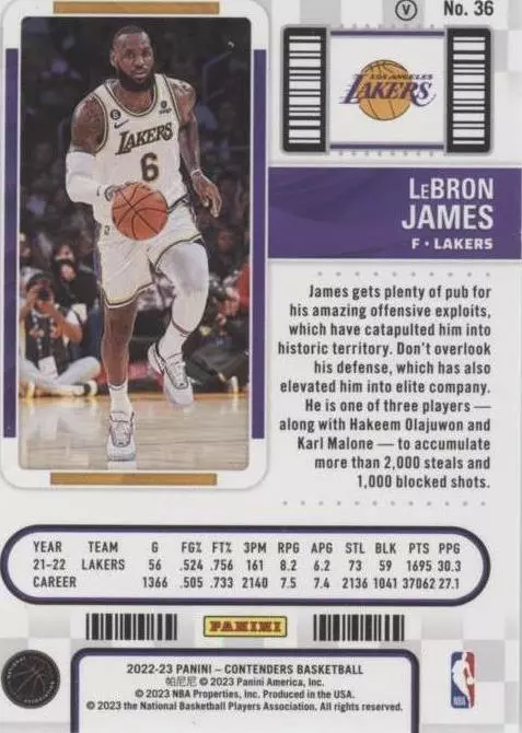 2022-23 Panini Contenders - LeBron James #36