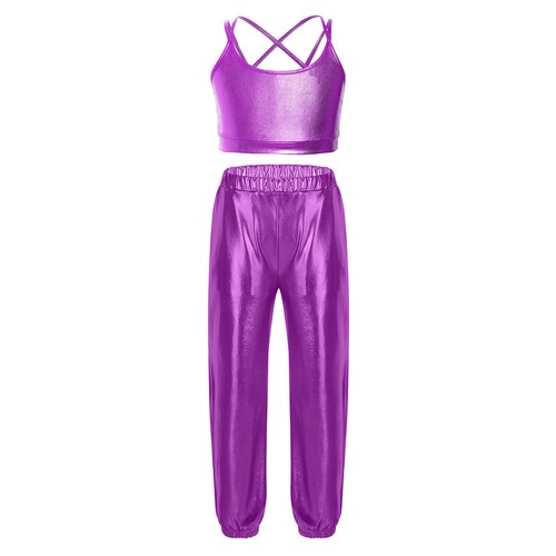 Kids Girls Suit Street Outfits Crop Tank Tops Set Gymnastics Dancewear Bottoms - Picture 23 of 38