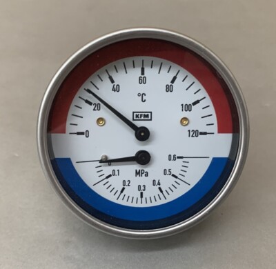 Wika 100.12.080 Rear Thermomanometer 0.6MPA WP R1/2 120C