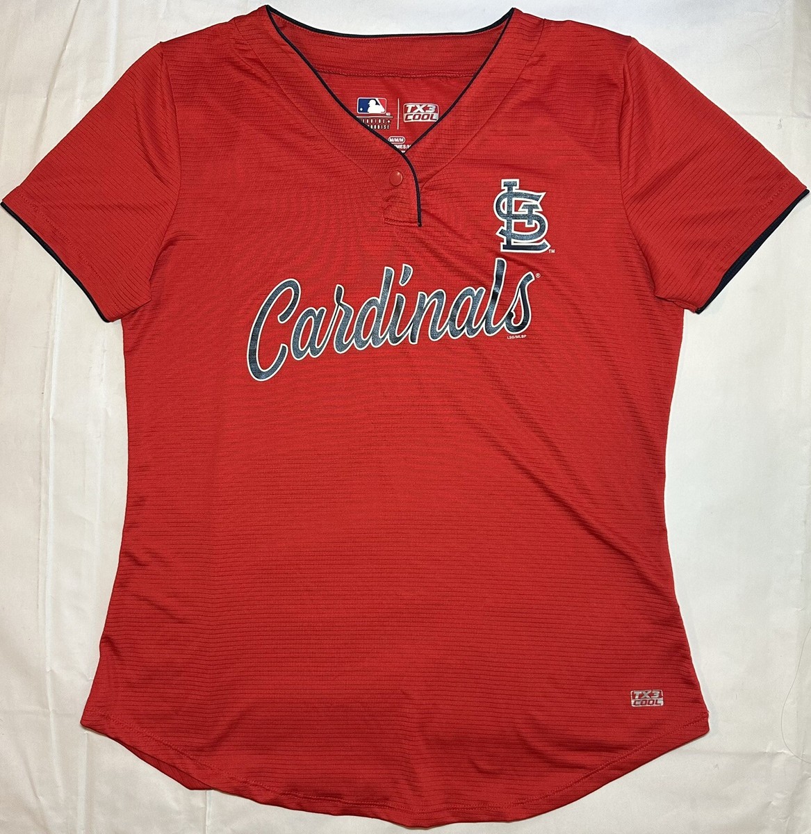 St Louis Cardinals MLB Womens TX3 Cool Diva V Neck Jersey Red Size