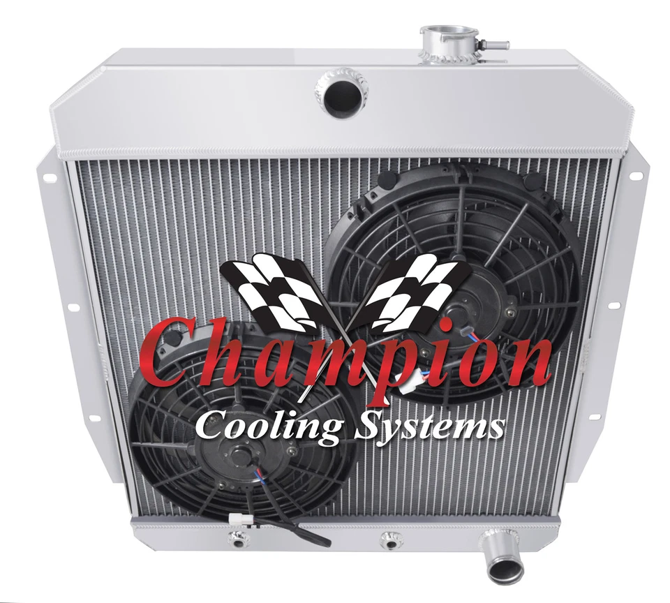 3 Row Kool Champion Radiator W/ 2 10" Fans for 1955 - 1959 Chevrolet Truck - Image 3 of 4