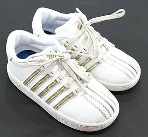 white and gold k swiss