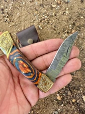 EDC Custom Handmade Damascus Steel Folding Blade Pocket Knife survival Skinning