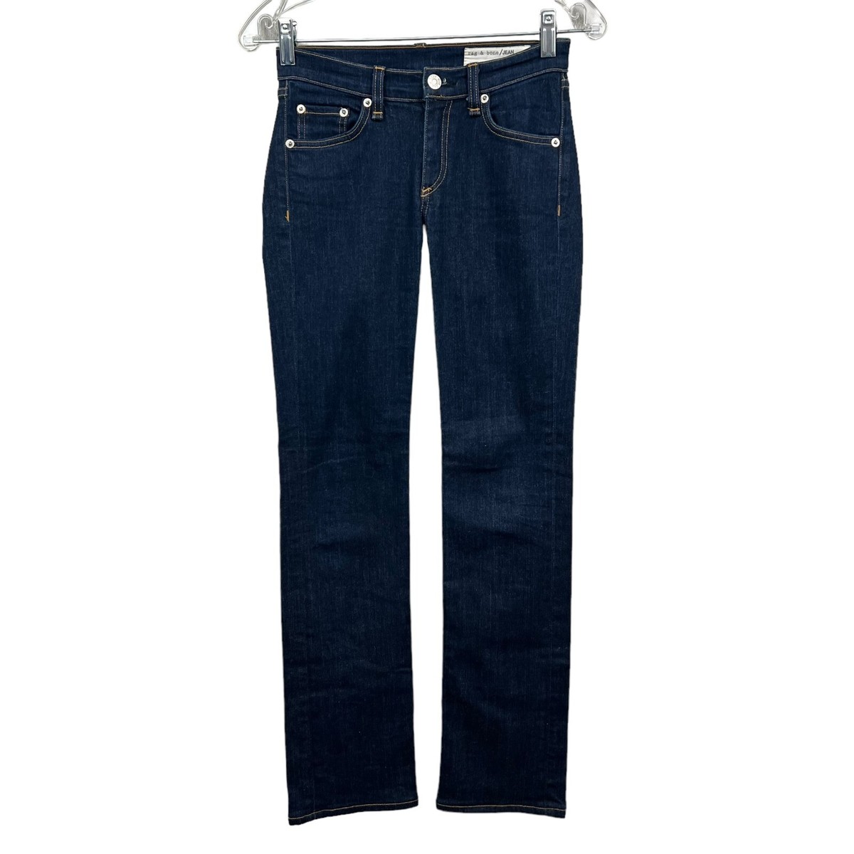 jeans with cigarette patch in pocket Rag & Bone Womens Jeans Cigarette Stretch 5 Pocket Zip Fly Heritage Blue  Size 24