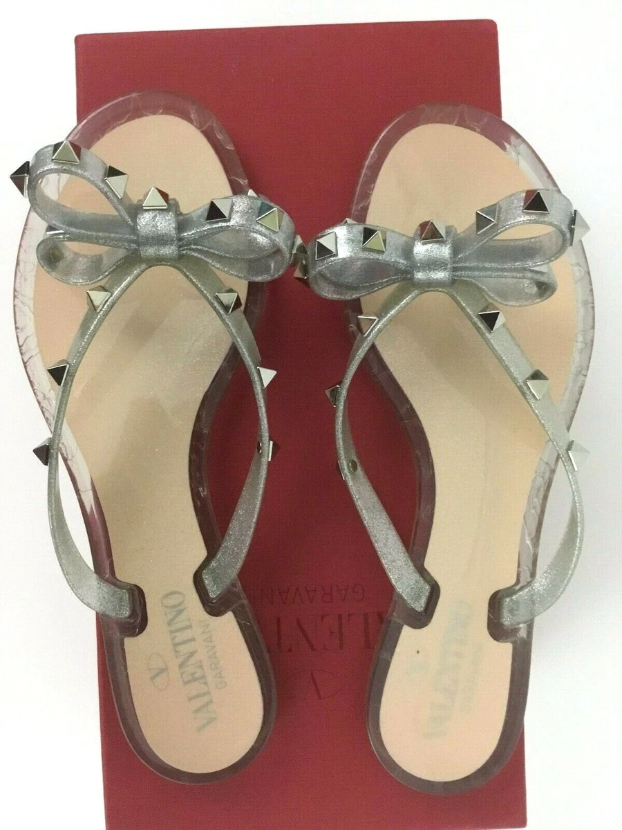 36EU VALENTINO GARAVANI Rockstud Bow Jelly Flip Flop Thong Slide Sandals | eBay