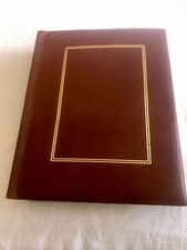 Vintage Empty Pages Red Brown Embossed Cover Photograph Scrapbook Album 50 pgs