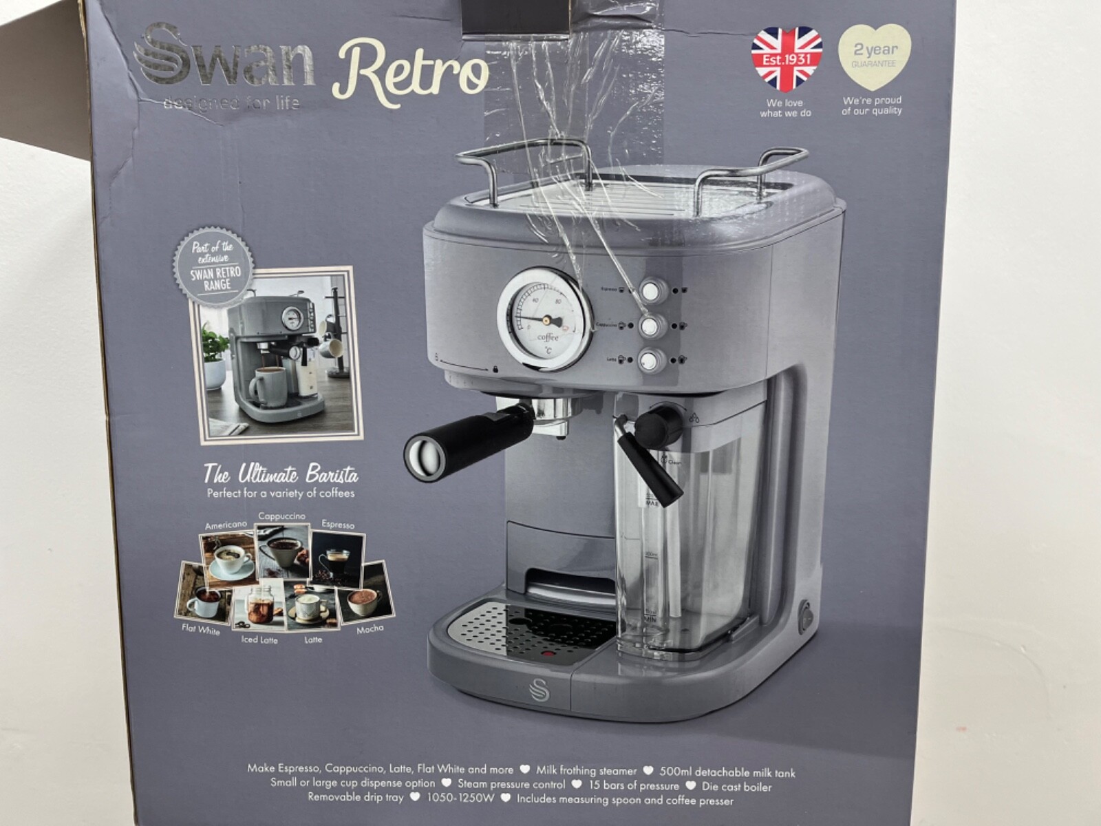Swan SK22150GRN Retro Espresso Coffee Machine Grey for sale online eBay