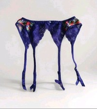 Christian Dior Purple Lace Floral Garter Belt