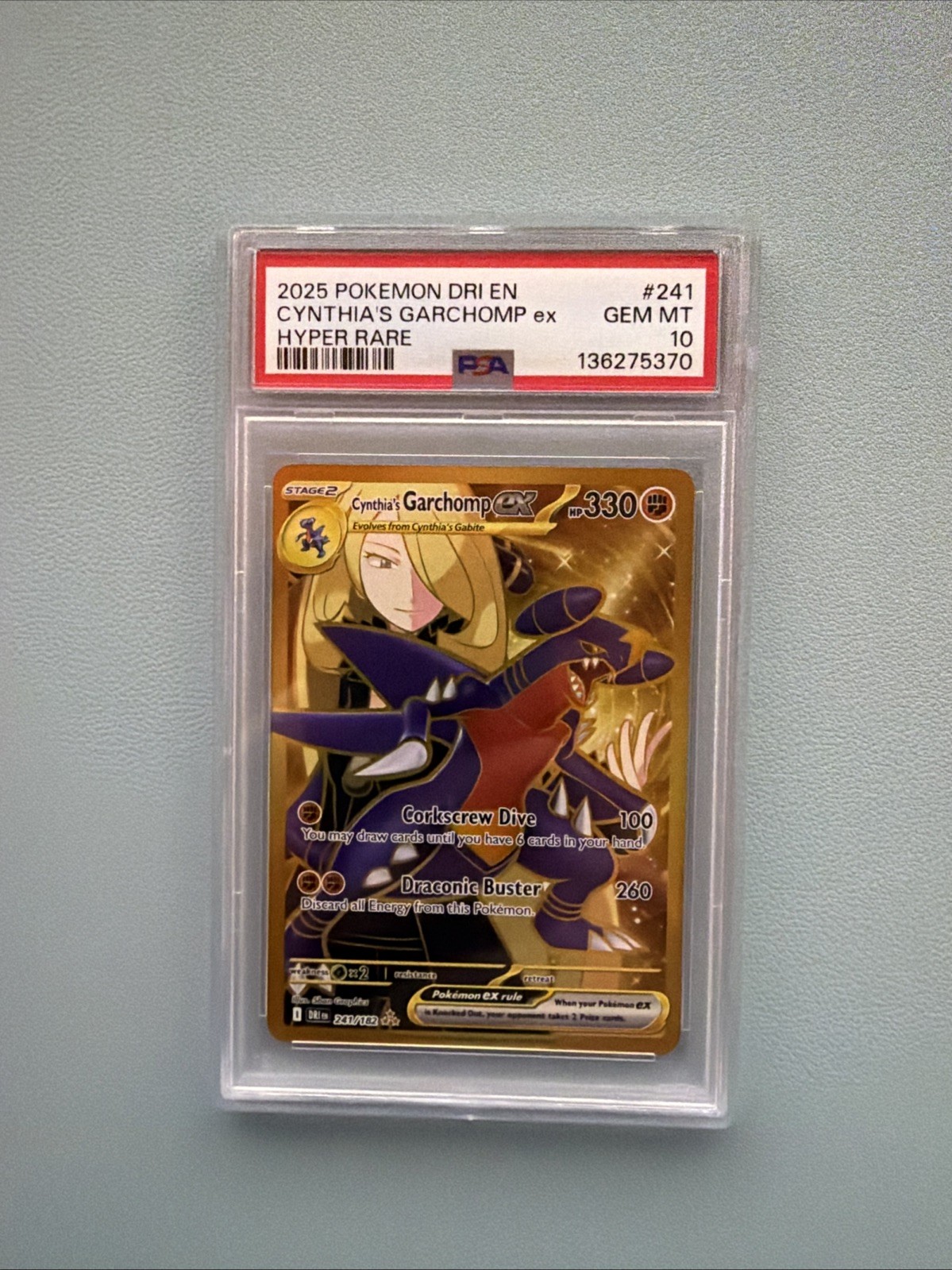 Pokemon Cynthia's Garchomp ex 241/182 Sv10: Destined Rivals Holo PSA 10