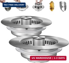 3 in 1 Kitchen Sink Drain Strainer 2 Pack - Stainless Steel Pop Up Strainer and