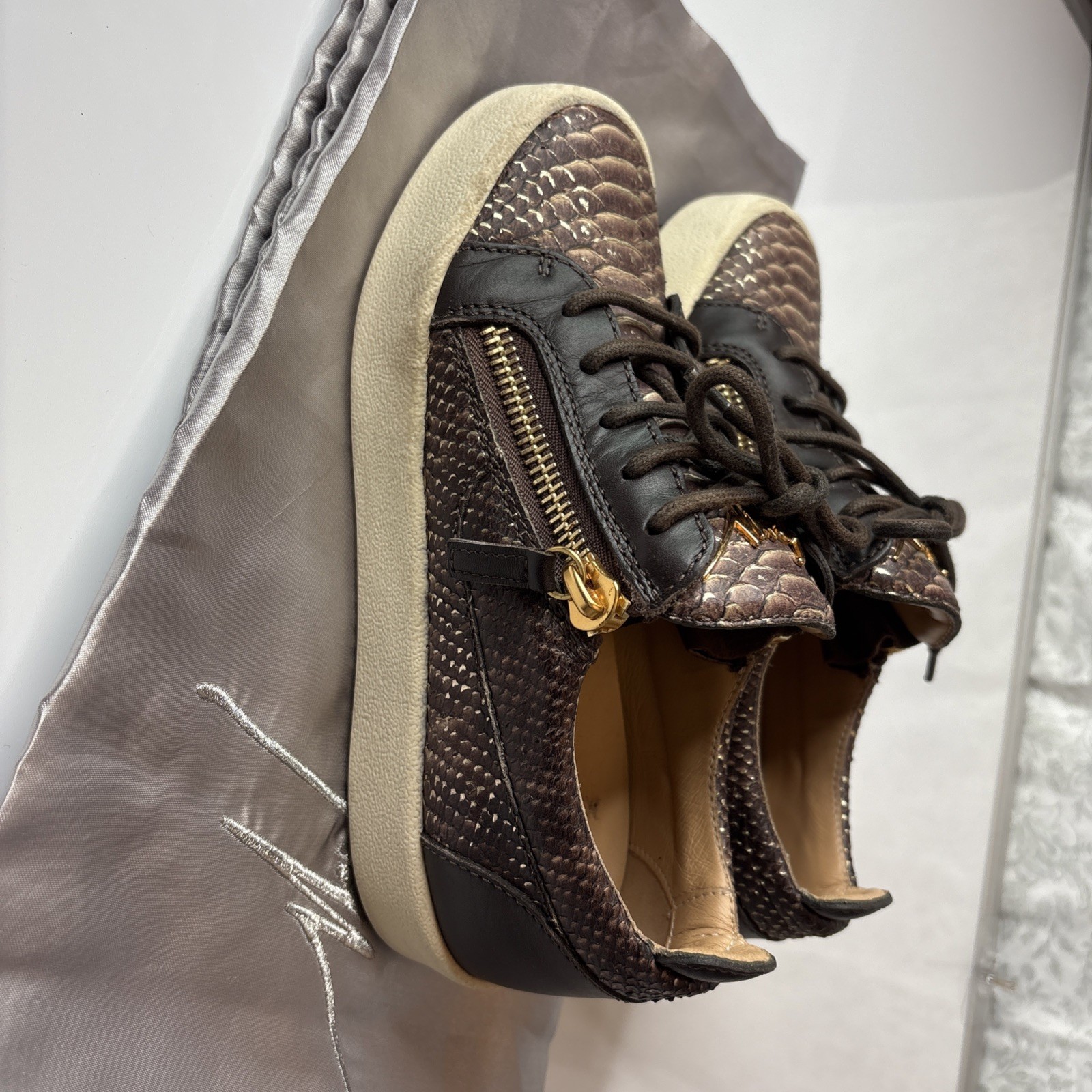 Giuseppe Zanotti GAIL Python Embossed Sneakers Sh… - image 2