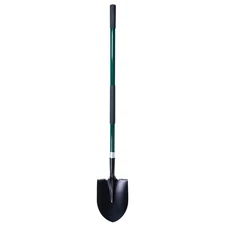 Heavy Duty Gardening Shovel, 56 Inch Round Blade with Fiberglass Handle (Green)