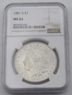1881 S Morgan Silver Dollar - NGC MS63 - Certification# 6869660-002