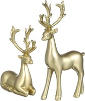Ultechnovo Rentier Deko Hirsch Figuren Gold 2Er Set, Weihnachtsdeko FüR 2 StüCk