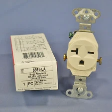 Pass and Seymour 5851-LA Light Almond 20A Single Outlet Receptacl 6-20R 250V