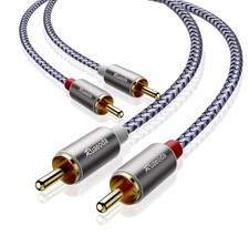 2RCA Cable 6 ft, Male to Stereo Audio Cables 6Ft, Grey 