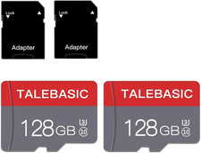 2 Pack 128GB Micro SD Card Class 10 TF Memory with Adapter Fast