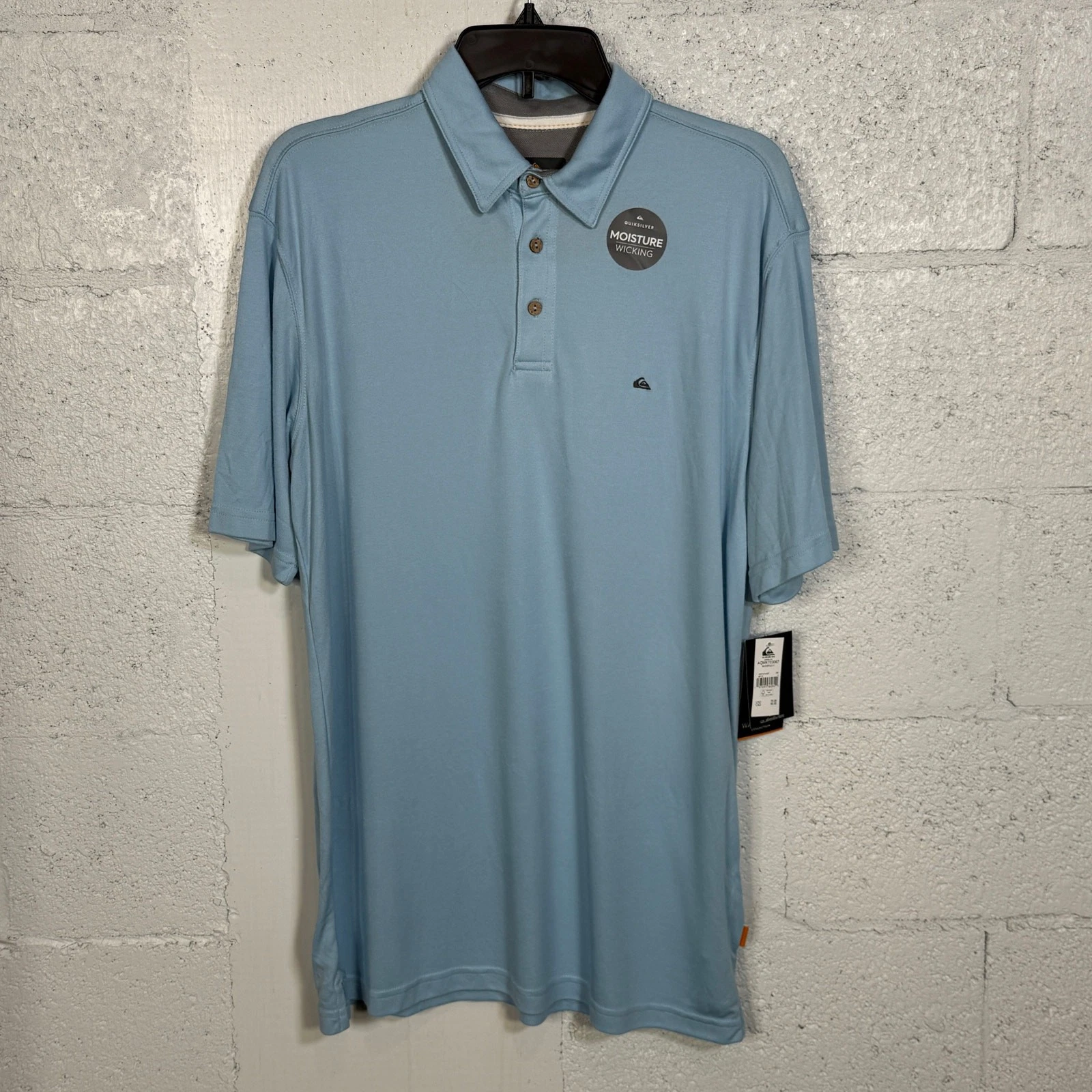 Quiksilver Waterman Men's Waterpolo Quick Dry Polo Shirt Dream Blue large $70