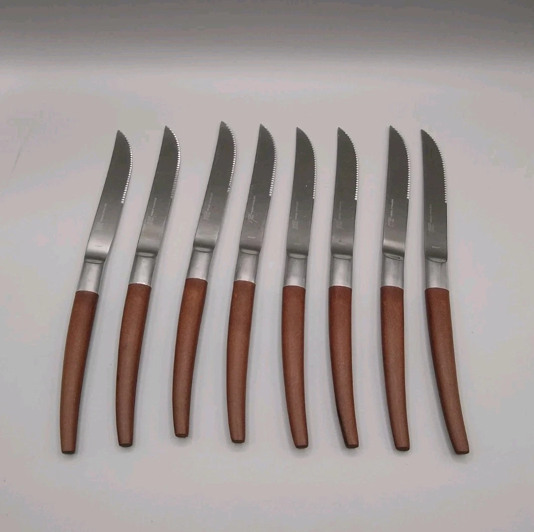 Vintage Ekco Eterna Canoe 8 Pcs Serrated Steak Knife Set No Notch Handle
Opens in a new window or ta