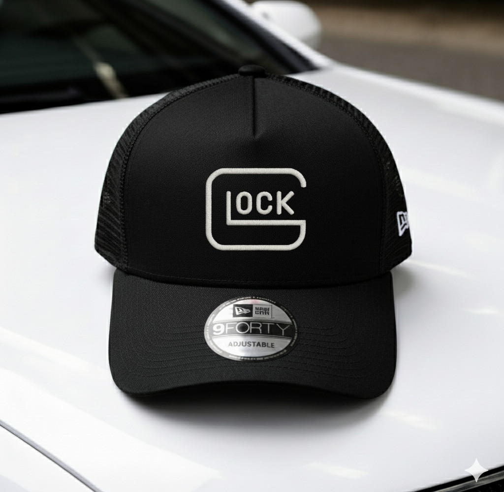 Glock 9FORTY Logo Embroidered Mesh Trucker Hat Adjustable Gu