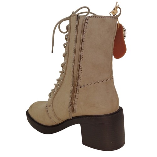 Mia beige Damen-Schnürstiefel mit klobigem Absatz – Größe 8 neu mit Etikett - Bild 2 von 7