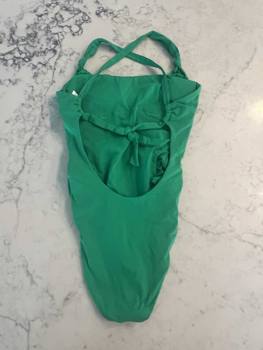BECCA Baja Mar Bandeau One Piece Swimsuit in Verde Green Small $138 Bathing Suit View 5