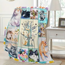 1PC Flannel Creative Kitten Printed Blanket, Comfortable And Soft Four-season