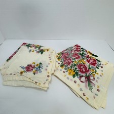 6 Moda Home Cotton Handkerchiefs Napkins Cream Floral Square