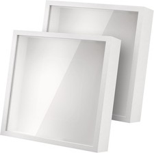 SEUNMUK 2 Pack 10 × 10 Inch White 3D Shadow Box, Wooden Deep Box Frame, Square