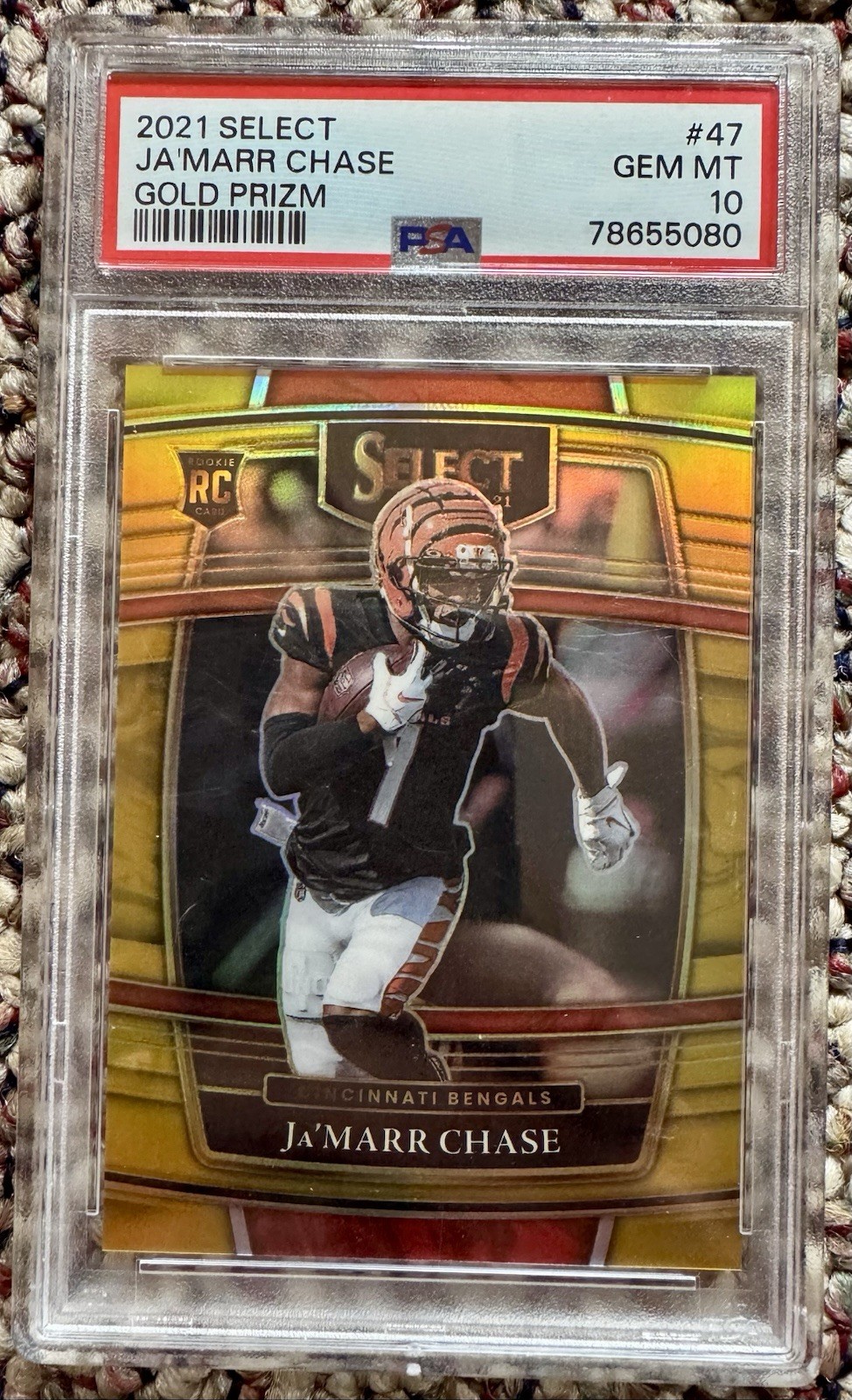 2021 Select JA'MARR CHASE GOLD Prizm /10 RC No. 47 PSA 10 💎 Bengals POP 4 🔥