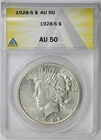 1928-S Peace Dollar $1 AU 50 ANACS