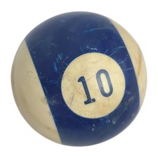Vintage Colored Number 10 Blue Striped Replacement Pool Ball Billiard Heavy Wear