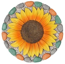 Decorative Sunflower Garden Stepping Stone - Colorful Pebble Border, Garden S...