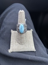 Sterling Silver Larimar Filigree Ring