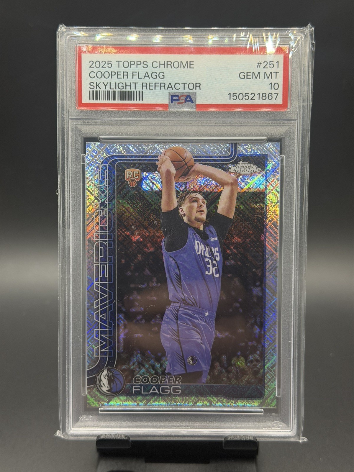 2025 TOPPS CHROME SKYLIGHT REFRACTOR #251 COOPER FLAGG ROOKIE RC PSA 10