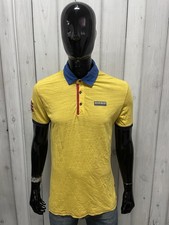 Napapijri Geographic Men's Yellow Polo 100 Cotton Short Sleeve Size M