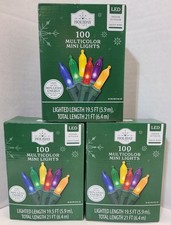 Holiday Time 100-Count Multicolor LED Mini Christmas Lights GREEN Wire Lot of 3