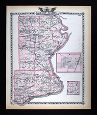 1876 Illinois Map Gallatin & Hardin County Shawneetown Elizabethtown Equality IL