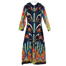 Oscar de la Renta Boutique Vintage Maxi Dress Psychedelic Floral Print Size 10