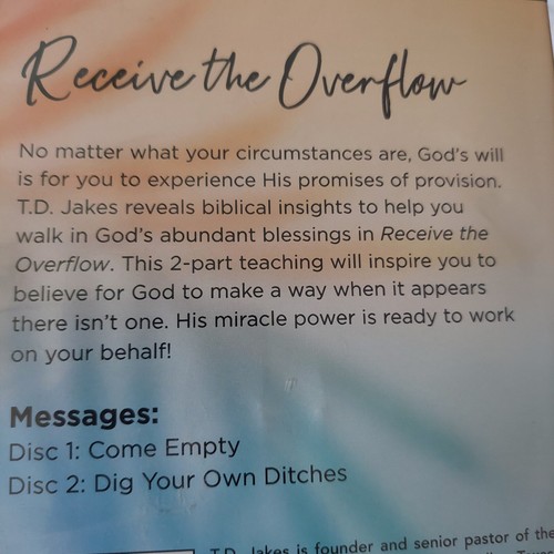New Receive the Overflow NEW SEALED CD Bishop T.D. Jakes, Potter's House - Picture 7 of 7