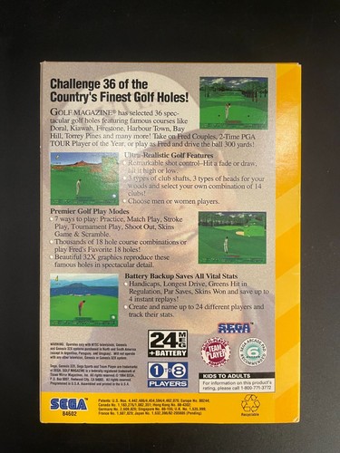 Sega 32X Sega Sports Golf Magazine 36 Great Holes Starring Fred Couples Game - Picture 3 of 7