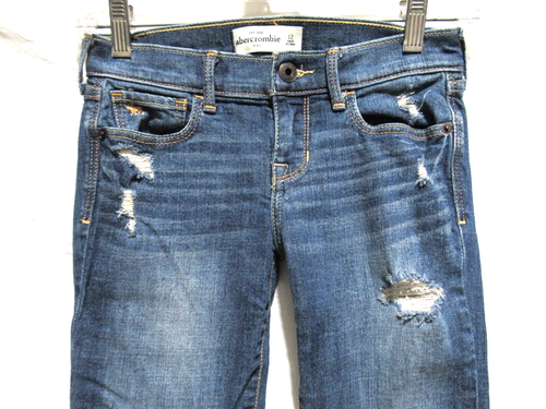 Abercrombie Kids Size 12 Stretch Straight Leg Distressed Jeans - Picture 2 of 5