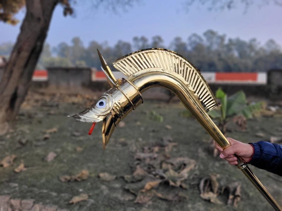 Messing Carnyx von Tingtinac Keltenkrieg voll spielbar Trompete Horn Halloween - Bild 2 von 4