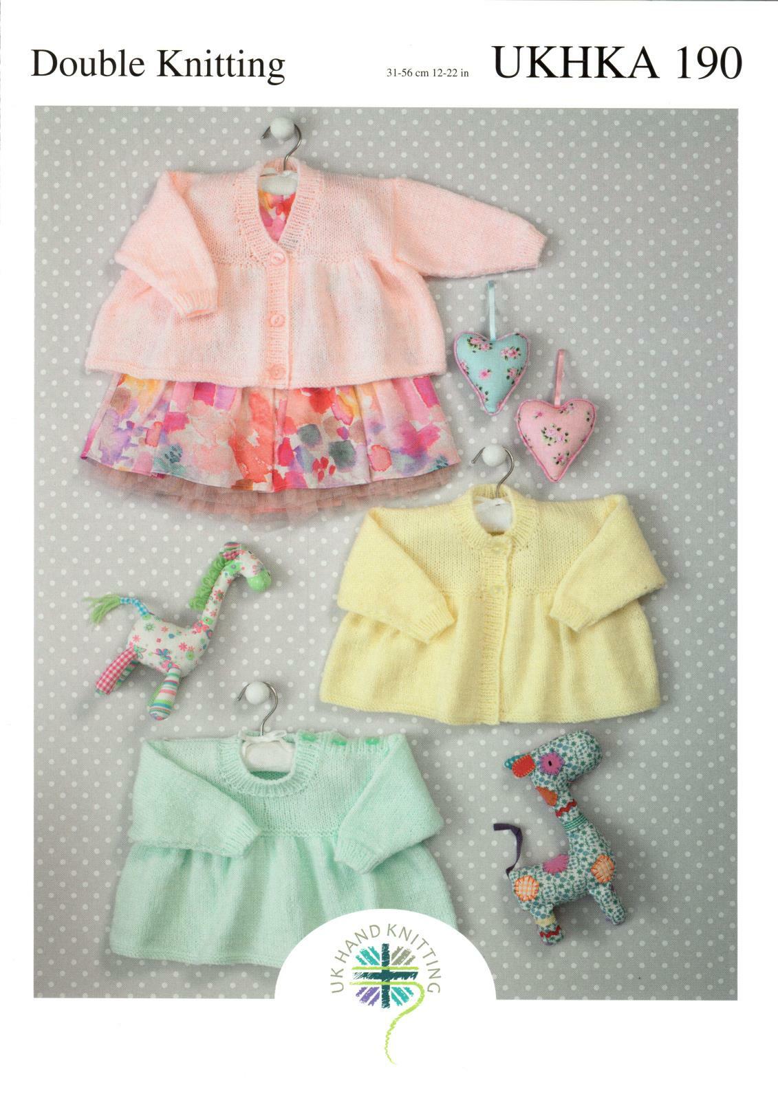 UKHKA 190 Knitting Pattern Baby Girl Cardigans and Sweater  in DK