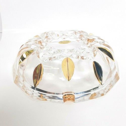 Murano Mid-Century Cut Clear Glass w/ Gold Ashtray Art Glass Venezia - Picture 9 of 12
