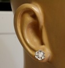 New GIA 14k white gold .73ct round diamond Flower stud earrings unique rare — photo 8