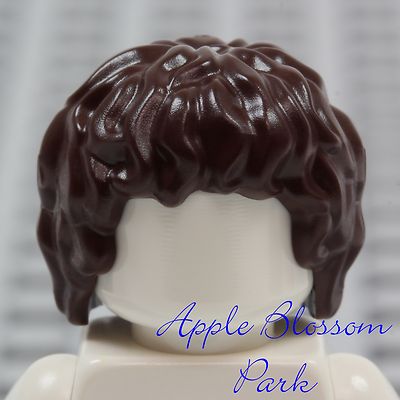 NEW Lego Minifig Short Dark BROWN HAIR - Hobbit Frodo Boy Wavy Curls Head Gear