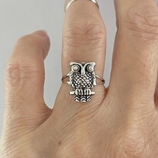 Sterling Silver Large Owl Ring, Silver Rings, Bird, Animal, Spirit Birds, Owls
