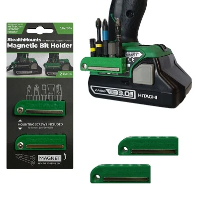 2x StealthMounts Green Magnetic Bit Holders for Metabo HPT / Hitachi / Hikoki