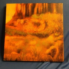 Original art 9"x9" oil on canvas abstract southwestern theme and colors